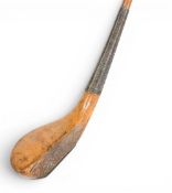 FH Ayres deep faced golden beechwood brassie c1895 stamped with the maker’s mark to the crown,