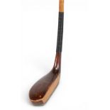 Tom Fernie long headed late scared neck putter in brown stained persimmon stamped with the maker’s