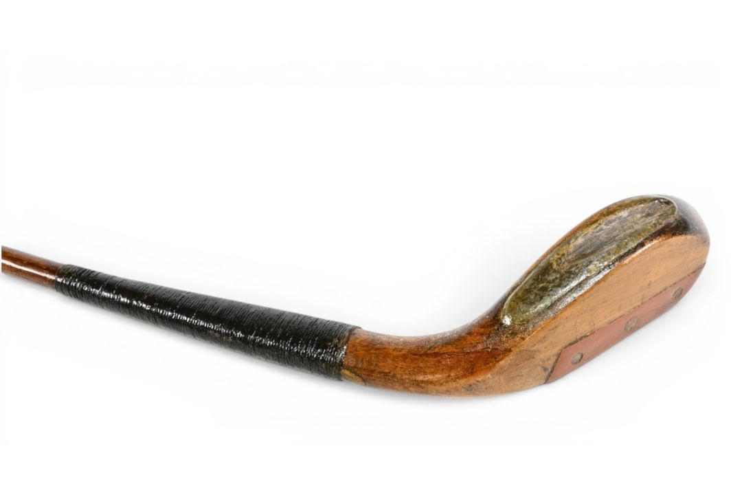Jack Morris golden beechwood long nose driver c1885 fitted with central leather face insert and - Image 3 of 4
