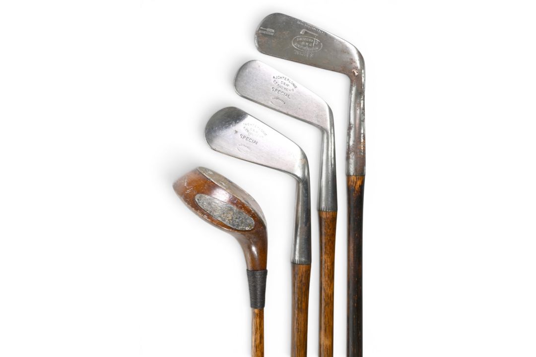 4x D&W Auchterlonie, St Andrews Golf Clubs all with initials ‘J N P’ stamped to the heads – features - Image 2 of 3