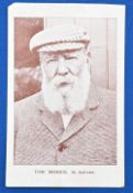 Golf Postcard – Tom Morris, St Andrews – Portrait head and shoulders postcard, slight nick to one