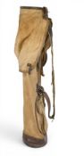 Unnamed canvas and leather trip Golf Carry Pencil Bag – with internal stitch support, zipped hood,