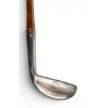 Rare Robert White of St Andrews elliptical heavy curved sole smooth face mid iron with the maker’s