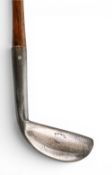 Rare Robert White of St Andrews elliptical heavy curved sole smooth face mid iron with the maker’s