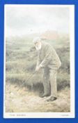 Golf Postcard - Tom Morris - coloured postcard by James Patrick Edinburgh - showing Tom Morris