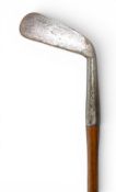 R White of St Andrews smooth faced long head general iron has been re-shafted with flattened hosel