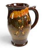 Royal Doulton Kingsware series water jug c1920s decorated with Crombie style golfer’s relief