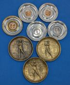 3x Brass Joseph Walker embossed Ashtray, plus a selection of SSGC award dishes for years of 1965,