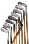 10x Various Golf irons incl Tom Stewart for Hoylake long iron, Gibson star mark deep faced mashie,