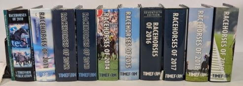 2010-2019 Timeform Horseracing Form Books Collection: a complete run of ten hard back books, in D/