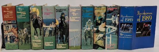 1980-1989 Timeform Horseracing Form Books Collection: a complete run of ten hard back books, all