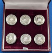 6x Silver hallmarked Old Coarse St Andrews Golf Blazer Buttons, Birmingham hallmarked 1992 #58g