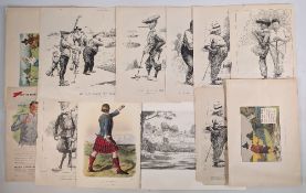 12x Period Golf Prints, Pictures and Adverts, to include Crombie Rules of Golf x2, Giant of