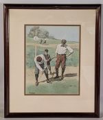 A B Frost Golf Print, a modern print well framed and mounted under glass, size #45cm x 55cm