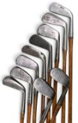 10x Assorted Golf Irons to include Anderson Anstruther mashie, R Simpson smf mid iron, RG Wilson