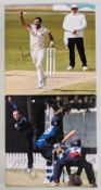 Pair of signed Lancashire & England Cricket Canvas Prints, James Anderson and Tom Hartley - size