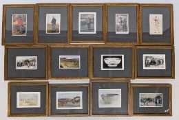 13x Small framed Golfing Prints of the collection of Jamie Ortiz Patino, in matching frames and