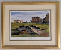Richard Chorley St Andrew Old Coarse Sullivans Bridge Golf Print signed by artist to margin,