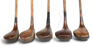 5x Assorted Woods incl Harrison Wallace Glasgow compact wide head driver, Gibson of Kinghorn showing