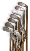 10x Assorted Golf Irons – mainly long and mid irons by various maker’s incl T Tait St Andrews, The