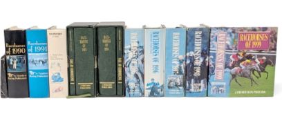 1990-1999 Timeform Horseracing Form Books Collection: a complete run of ten hard back books, with