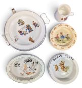 Children’s Golf sport themed servin and eating bowls: Bear golfer bowl, mug, and cricketer hot water