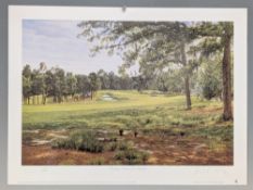 Richard Chorley Pinehurst Number Two 5th Hole Golf Print, limited edition print No.190 of 850 Artist