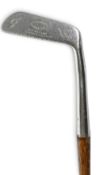 Topspin Putter with wide crown tapering to slim sole in rustless metal stamped P Cafferty