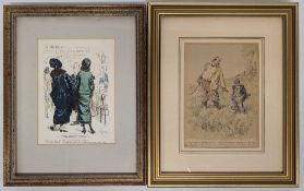 2x Framed Humorous Period Golf Prints. To include: Frank Reynolds 1925 original print and Punch