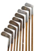9x Various metal blade putters incl Jas McDonell Dunbarton stainless juvenile putter, R Forgan