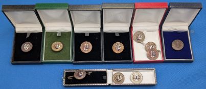 12x Vintage Golf Union Ladies Badges and Brooches, all base metal, assorted shapes and sizes