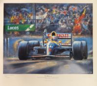 Nigel Mansel F1 Robin Owen Signed Victory 28 Motorsport Print Lucas 1992 - rolled ready to frame,