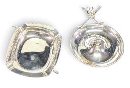 2x Silver hallmarked Golf themed Ashtrays, a good Sheffield oblong ashtray and one with worn