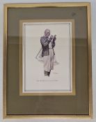 Framed period Golf Print. Print of an early golfer by Norman Rockewell. Framed and glazed. 30.5cm
