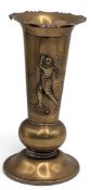Period copper embossed Golf Golfer Spill Vase fluted with a fine early golfer figure in full