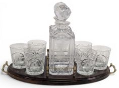 1986 Carnoustie Daily Express Pro-Am Golf Winners Decanters and Glass Tumblers on fitted tray -