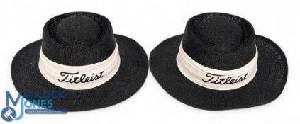 Pair of Titleist Golf Straw Hats owned by Gary Wolstenholm - made by Texace USA, both look unused