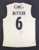 Jos Buttler match issued and signed Cricket Jumper, No.3 sleeveless shirt size L, by New Balance,