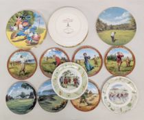 Collection of Golf Themed Decorative Plates. Selection includes: x7 Royal Worcester ‘Golfing
