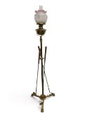Fine Golf themed brass Telescopic Oil Lamp Stand, having golf club and ball decorative base - one
