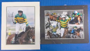 2x Signed Horseracing Photographs, A P McCoy with COA, mounted ready to frame, size 40cm x50cm