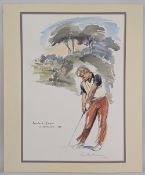 1985 Bernard Langer at Wentworth, limited, edition No. 301/750 by George Hughton, signed by