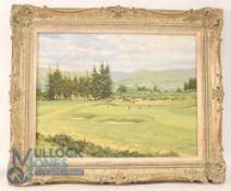 Craig Campbell Gleneagles 15th original Golf Painting - oil on canvas - in ornate frame - size