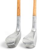 2x Alloy mallet head putters, a Braid Mills 1915 model flat lie and a similar with a medium lie –