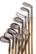 10x Assorted Golf Irons mainly niblicks by maker’s Winton, R Baird North Berwick, Donald McLeod,