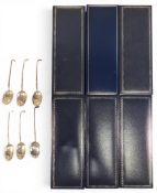 6x Silver hallmarked Golf Teaspoon, golf club handles, 5 engraved AWGC, and one similar example, #