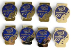 2007 European Golf Tour Member Money Clips x8, and 4 European 2008 Kids on Tour fob badges. From
