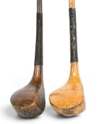 2x Late scared neck woods a Wm Park brown stained spoon together an Auchterlonie golden beechwood