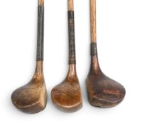 2x Auchterlonie late scare neck small head woods a driver and a brassie stamped clearly to the crown
