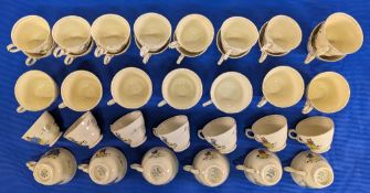 35x Assorted Royal Winton Caricature Golf Cups, two sizes decorated with golfers, no saucers (2